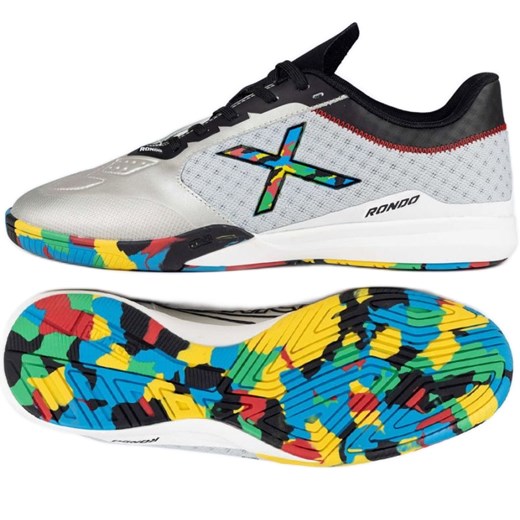 Buty piłkarskie Munich Rondo Olympix In 4770014 srebrny ze sklepu ButyModne.pl w kategorii Buty sportowe męskie - zdjęcie 178668149