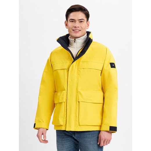 Tommy Hilfiger Męska kurtka funkcjonalna - REGATTA MID LENGTH JACKET Mężczyźni Sztuczne włókno żółty jednolity ze sklepu vangraaf w kategorii Kurtki męskie - zdjęcie 178672927