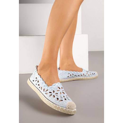 Niebieskie Espadryle Vices Ozdobione Ażurowym Wzorem i Ozdobną Plecionką Arivosa ze sklepu renee.pl w kategorii Espadryle damskie - zdjęcie 178673948