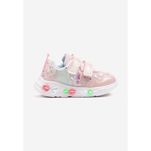 Różowe Buty Sportowe Sneakersy z Tłoczonymi Motylkami Ularitia ze sklepu born2be.pl w kategorii Buty sportowe dziecięce - zdjęcie 178675679