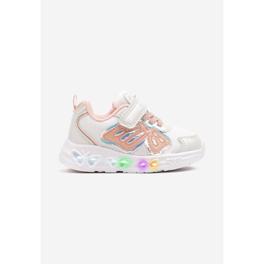 Białe Buty Sportowe Sneakersy z Motywem Motyla i Ledami Rivlevia ze sklepu born2be.pl w kategorii Buty sportowe dziecięce - zdjęcie 178675697