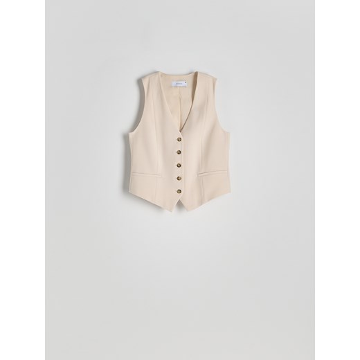 Reserved - Kamizelka z dodatkiem wiskozy - beżowy Reserved XL Reserved