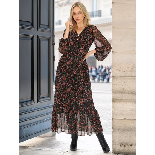 Zwiewna sukienka maxi w kwiaty L'AF Fera ze sklepu Eye For Fashion w kategorii Sukienki - zdjęcie 178679927