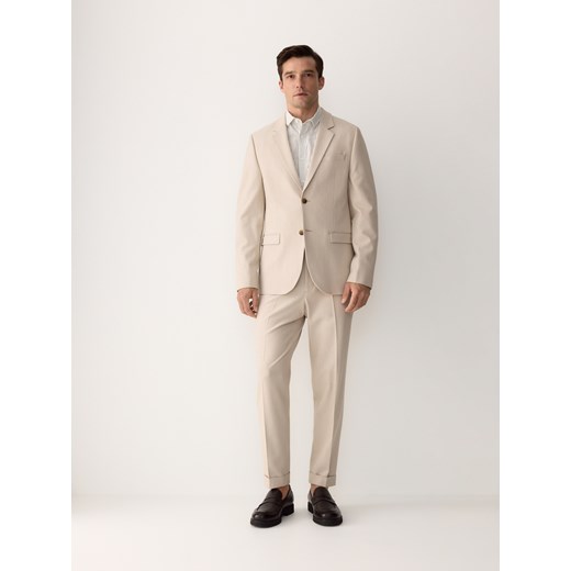 Reserved - Marynarka regular fit z wiskozą - beżowy Reserved 52 Reserved