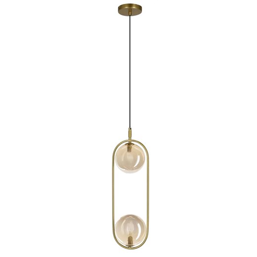 Mosiężna lampa z podwójnymi bursztynowymi kloszami - M081 S1-C20 ze sklepu Edinos.pl w kategorii Lampy wiszące - zdjęcie 178681155