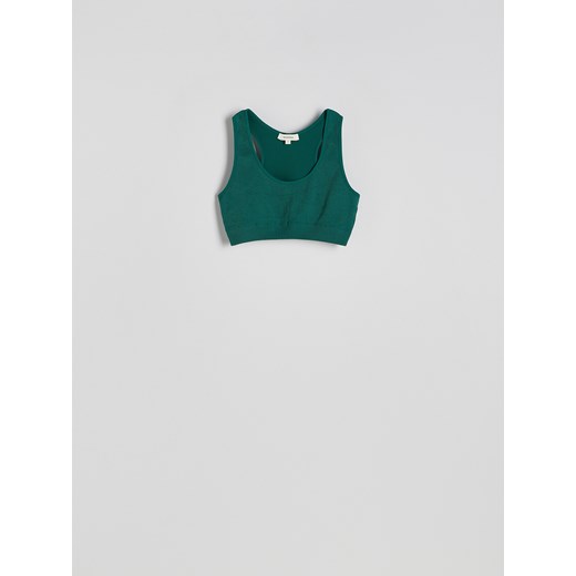 Reserved - Bezszwowy top w stylu sportowym - morski ze sklepu Reserved w kategorii Bluzki damskie - zdjęcie 178681949