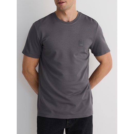 Reserved - T-shirt regular fit z aplikacją - ciemnoszary ze sklepu Reserved w kategorii T-shirty męskie - zdjęcie 178681969