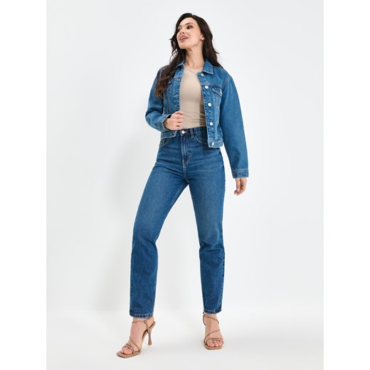 Sinsay - Jeansy mom high waist - granatowy Sinsay 44 Sinsay