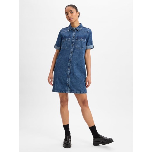 Noisy May Dżinsowa sukienka damska - NMNew Signe Kobiety Bawełna medium stone jednolity ze sklepu vangraaf w kategorii Sukienki - zdjęcie 178683136
