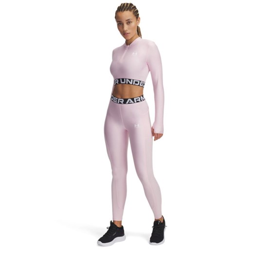 Damskie legginsy treningowe Under Armour Heatgear Rib Legging - różowe ze sklepu Sportstylestory.com w kategorii Spodnie damskie - zdjęcie 178683866