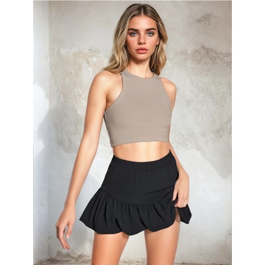 Sinsay - Crop top w prążki - beżowy ze sklepu Sinsay w kategorii Bluzki damskie - zdjęcie 178684908