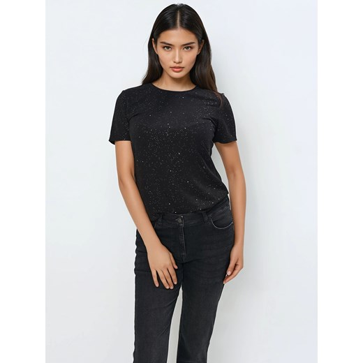 Mohito - Czarny t-shirt z ozdobnymi elementami - czarny ze sklepu Mohito w kategorii Bluzki damskie - zdjęcie 178686579