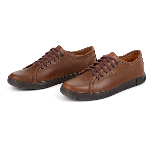Buty Polbut Skórzane Sneakersy Męskie Model 2129 camel ze sklepu butyolivier w kategorii Półbuty męskie - zdjęcie 178687039