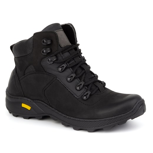 Buty męskie skórzane zimowe 7148DT czarne ze sklepu butyolivier w kategorii Buty trekkingowe męskie - zdjęcie 178687248