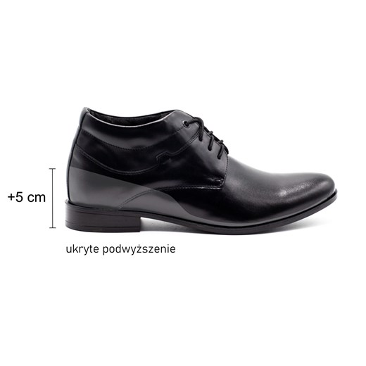 Buty męskie podwyższające skórzane +5 cm 300LU czarne ze sklepu butyolivier w kategorii Buty zimowe męskie - zdjęcie 178687256