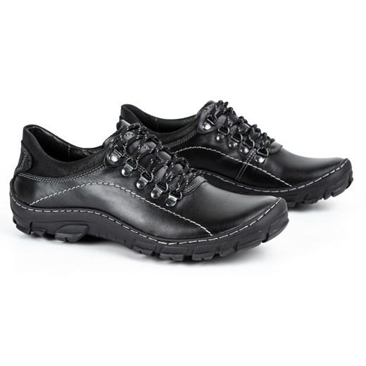 Buty trekkingowe męskie skóra 700 czarne ze sklepu butyolivier w kategorii Buty trekkingowe męskie - zdjęcie 178687265