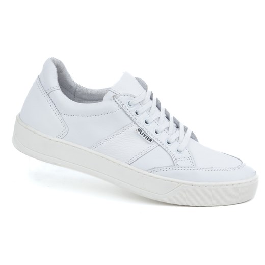 Buty męskie skórzane sportowe sznurowane 872KNT białe ze sklepu butyolivier w kategorii Buty sportowe męskie - zdjęcie 178687349