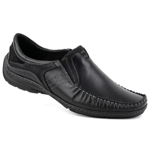 Buty męskie mokasyny skórzane 627K czarne ze sklepu butyolivier w kategorii Mokasyny męskie - zdjęcie 178687379