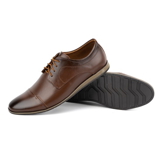 Buty męskie skórzane eleganckie 276LU brązowe ze sklepu butyolivier w kategorii Buty eleganckie męskie - zdjęcie 178687545