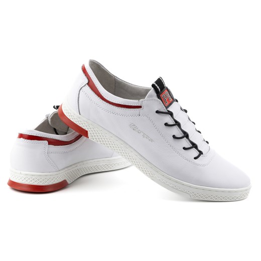 Buty męskie skórzane casual K23 białe z czerwonym ze sklepu butyolivier w kategorii Półbuty męskie - zdjęcie 178687616