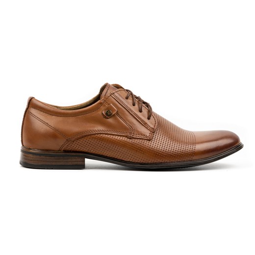 Buty wizytowe skórzane męskie 850KL brązowe ze sklepu butyolivier w kategorii Buty eleganckie męskie - zdjęcie 178687638