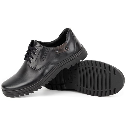 Buty męskie skórzane casual 510J czarne ze sklepu butyolivier w kategorii Półbuty męskie - zdjęcie 178687858