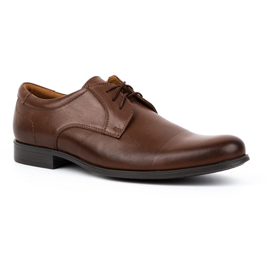 Buty męskie eleganckie skórzane 344KAM brązowe ze sklepu butyolivier w kategorii Buty eleganckie męskie - zdjęcie 178688059