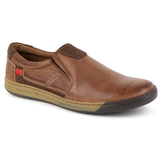 Buty męskie skórzane wsuwane 934K brązowe ze sklepu butyolivier w kategorii Półbuty męskie - zdjęcie 178688089