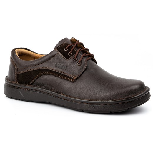 Buty męskie skórzane casual 14KAM ciemny brąz ze sklepu butyolivier w kategorii Półbuty męskie - zdjęcie 178688319