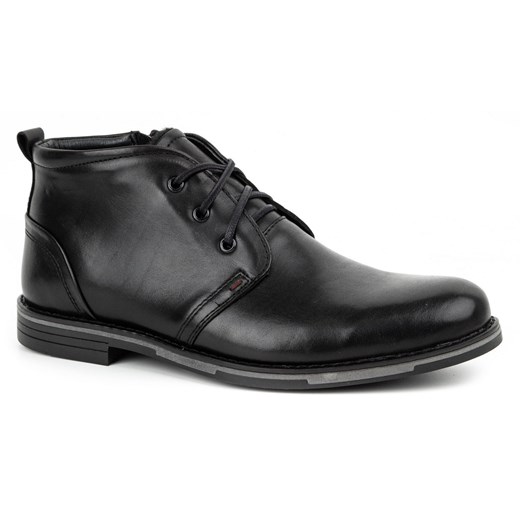 Buty męskie zimowe skórzane 135KAM czarne ze sklepu butyolivier w kategorii Półbuty męskie - zdjęcie 178688546