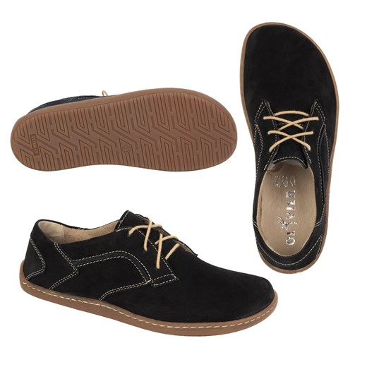 BAREFOOT Damskie minimalistyczne buty skórzane 1082 czarny nubuk ze sklepu butyolivier w kategorii Półbuty damskie - zdjęcie 178688628