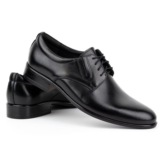 Buty męskie wizytowe skórzane 323KAM czarne ze sklepu butyolivier w kategorii Buty eleganckie męskie - zdjęcie 178688637
