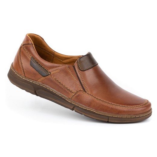 Buty męskie skórzane wsuwane 62K AX brązowe ze sklepu butyolivier w kategorii Półbuty męskie - zdjęcie 178688655