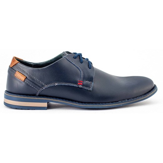 Eleganckie buty męskie skórzane 859 granatowe ze sklepu butyolivier w kategorii Buty eleganckie męskie - zdjęcie 178688728