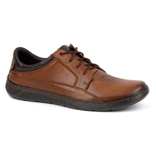 Buty męskie sznurowane skórzane 077KZ brązowe ze sklepu butyolivier w kategorii Buty zimowe męskie - zdjęcie 178688925