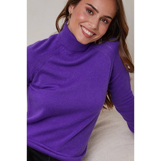 Soft Cashmere Kaszmirowy golf w kolorze fioletowym Soft Cashmere XL Limango Polska okazja