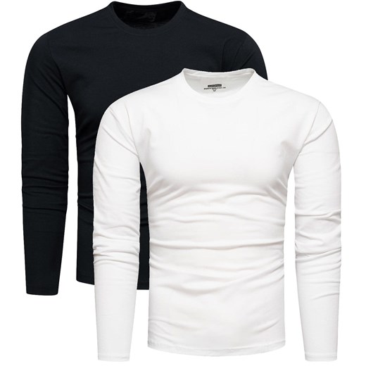 2-pak zestaw basic męskich longsleevów czarny i biały Recea ze sklepu Recea.pl w kategorii T-shirty męskie - zdjęcie 178691708
