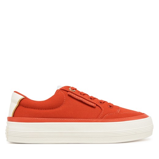 Sneakersy Tommy Hilfiger Essential Vulc Textile Sneaker FW0FW08323 Pomarańczowy ze sklepu eobuwie.pl w kategorii Buty sportowe damskie - zdjęcie 178692197