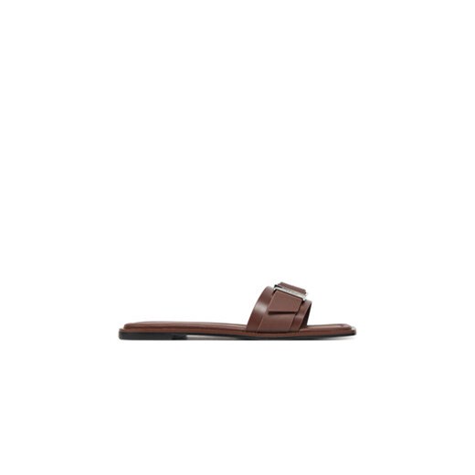 Calvin Klein Klapki Flat Slide W/Buckle - Lth HW0HW02490 Brązowy ze sklepu MODIVO w kategorii Klapki damskie - zdjęcie 178693828