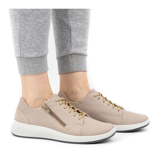 WASAK Półbuty damskie sneakersy skórzane 0602W szare ze sklepu ButyModne.pl w kategorii Półbuty damskie - zdjęcie 178695076