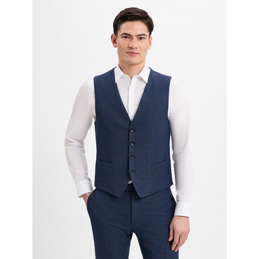 Strellson Męska kamizelka modułowa - Gyl2 Mężczyźni Slim Fit Sztuczne włókno granatowy jednolity ze sklepu vangraaf w kategorii Kamizelki męskie - zdjęcie 178695435