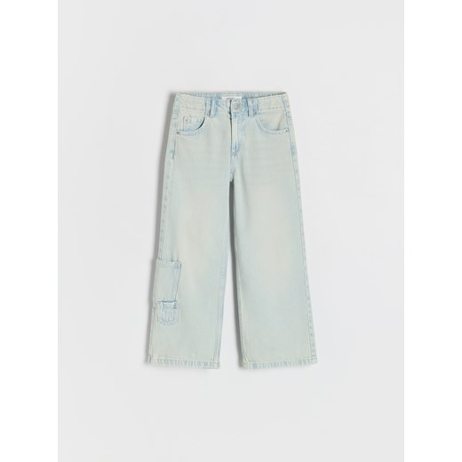 Reserved - Jeansy wide leg z kieszeniami - niebieski ze sklepu Reserved w kategorii Spodnie dziewczęce - zdjęcie 178696128