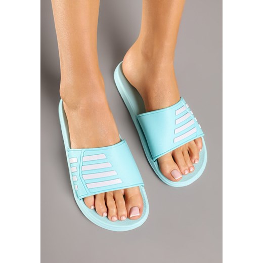 Jasnoniebieskie Klapki Basenowe z Pianki z Ozdobnymi Paskami Pille 37 born2be.pl