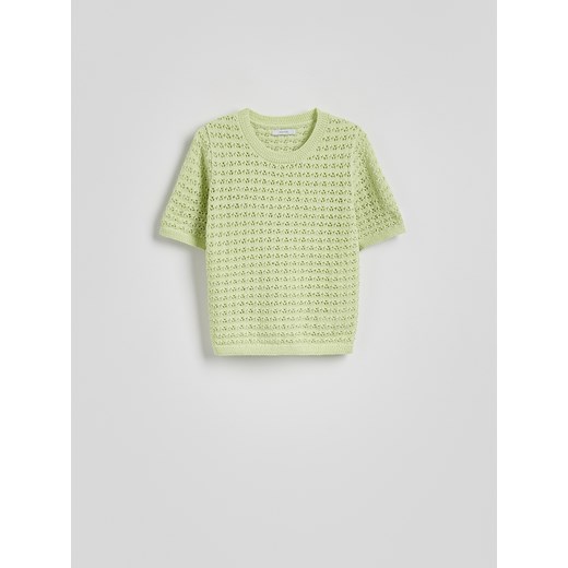 Reserved - Ażurowy sweter z krótkimi rękawami - jasnozielony Reserved S Reserved