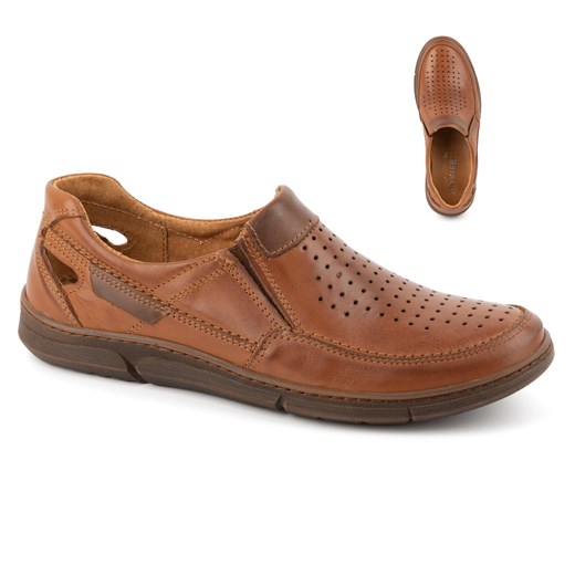 Buty Mokasyny męskie skórzane na lato 602 AX brązowe ze sklepu butyolivier w kategorii Półbuty męskie - zdjęcie 178699017