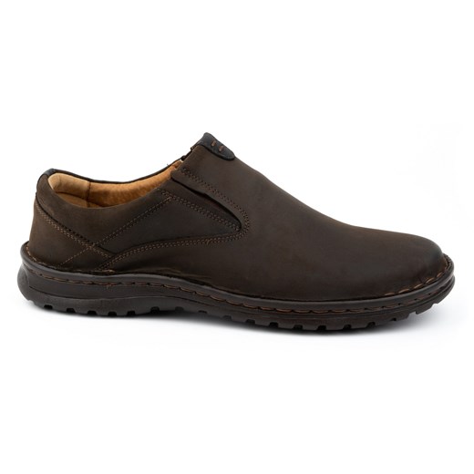Buty męskie skórzane wsuwane 12KAM ciemny brąz ze sklepu butyolivier w kategorii Półbuty męskie - zdjęcie 178699078