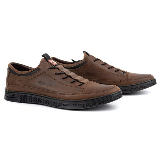 Buty męskie skórzane casual K22 ciemny brąz ze sklepu butyolivier w kategorii Półbuty męskie - zdjęcie 178699136