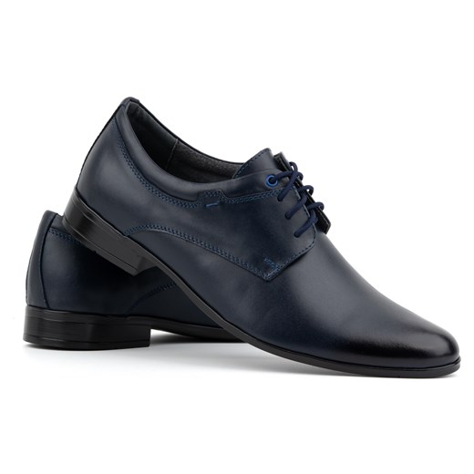 Buty męskie skórzane wizytowe 263LU granatowe ze sklepu butyolivier w kategorii Buty eleganckie męskie - zdjęcie 178699195