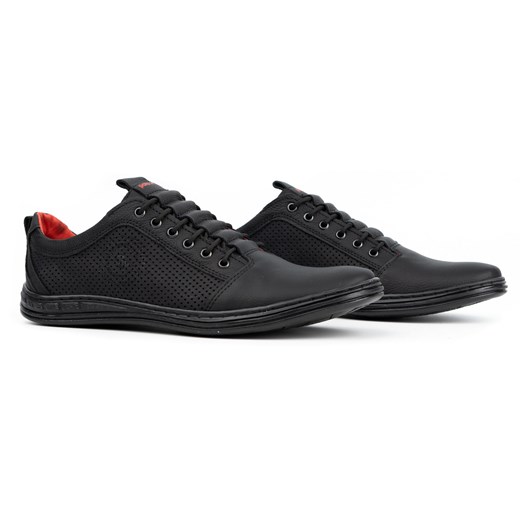 Buty męskie skórzane casual 2121p czarne ze sklepu butyolivier w kategorii Półbuty męskie - zdjęcie 178699337