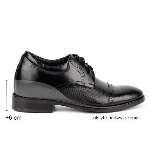 Buty męskie skórzane podwyższające + 6 cm wizytowe MP45KB czarne ze sklepu butyolivier w kategorii Buty eleganckie męskie - zdjęcie 178699428